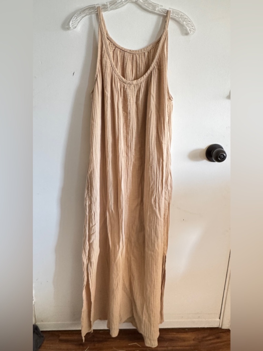 Universal Thread 100% Cotton Gauze Tan Halter Maxi Dress with Side Slits Size M - Picture 4 of 6